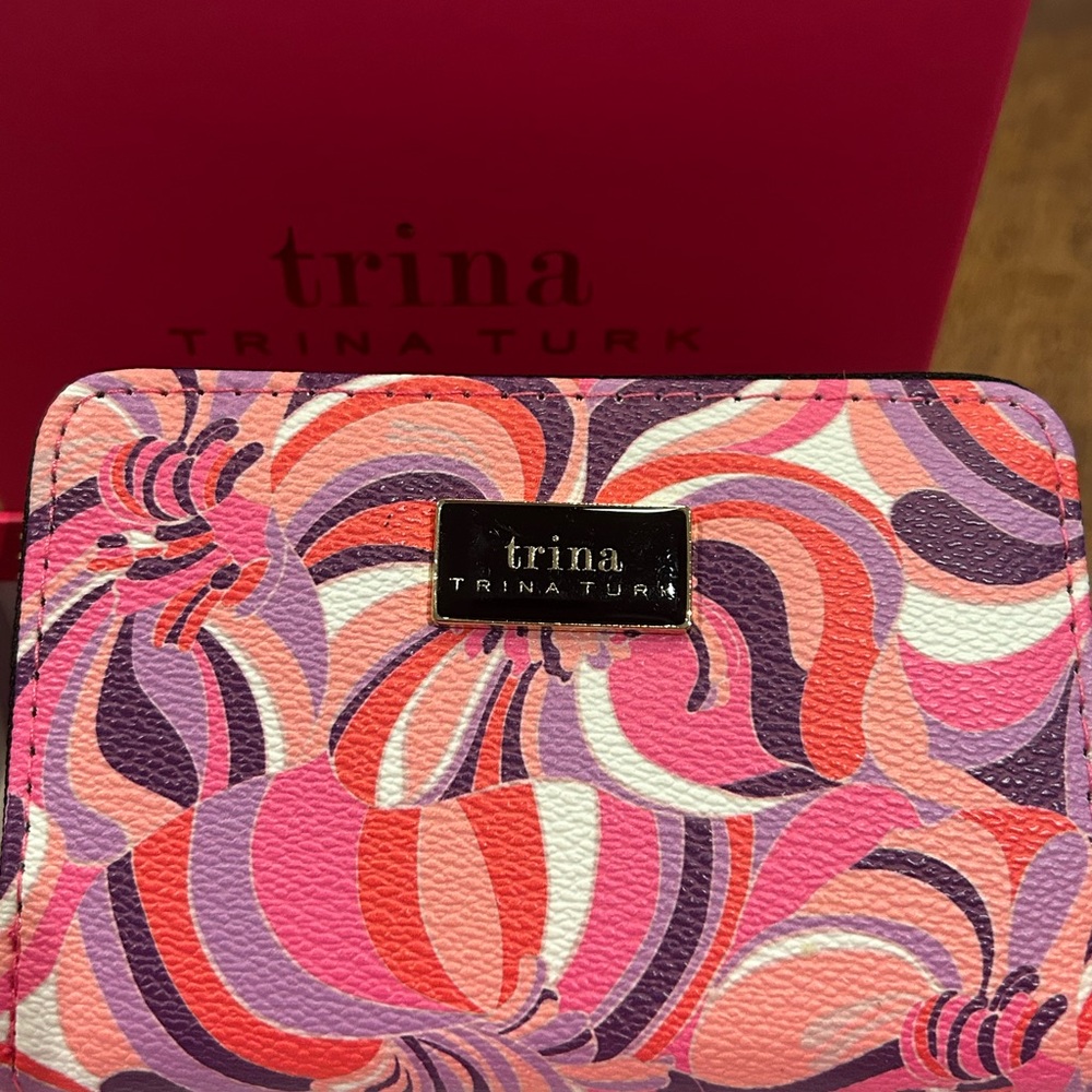 Trina Turk Vibrant Pink and Purple Swirl Wallet